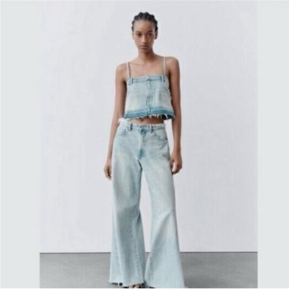 Zara cropped denim tank top. - Picture 2 of 7